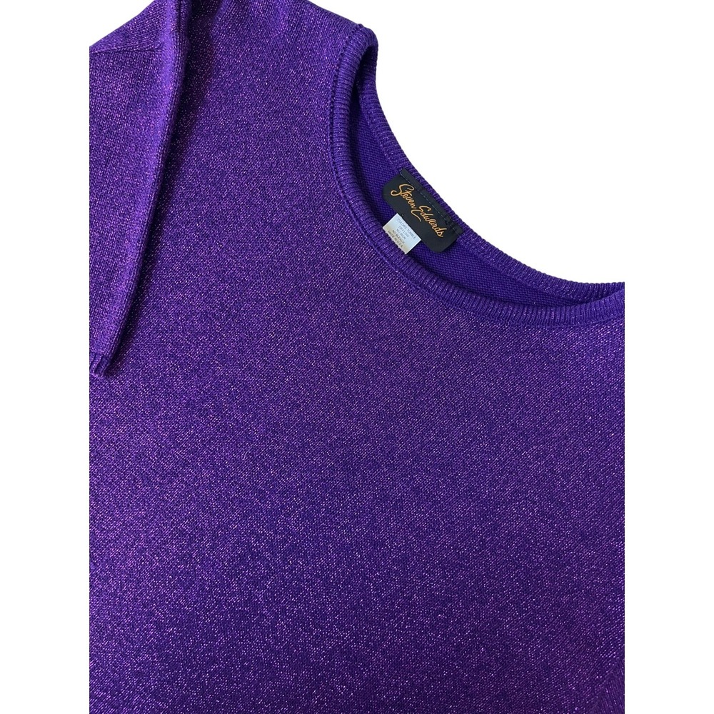 Steven Edwards Womens Purple Sparkle Knit Short Sleeve Top Size 2X‎